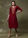 Bs 126 Viscose Rayon With Embroidery Work Kurti Online Wholesale